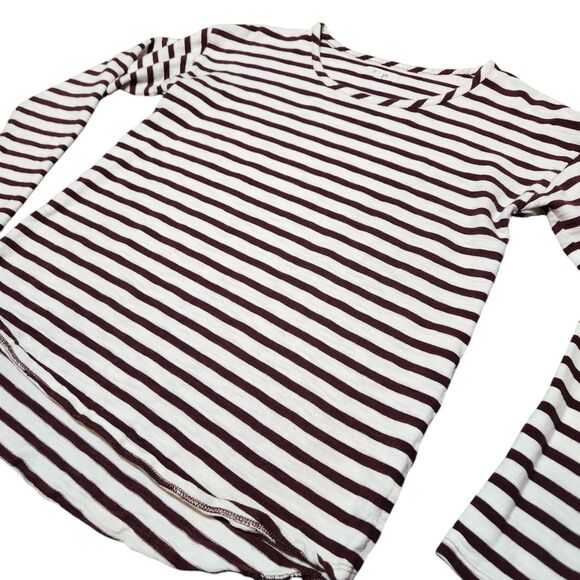 Madewell Top Setlist Stripe Pullover Merlot Purple Brown lvory Long Sleeve S - Picture 4 of 10